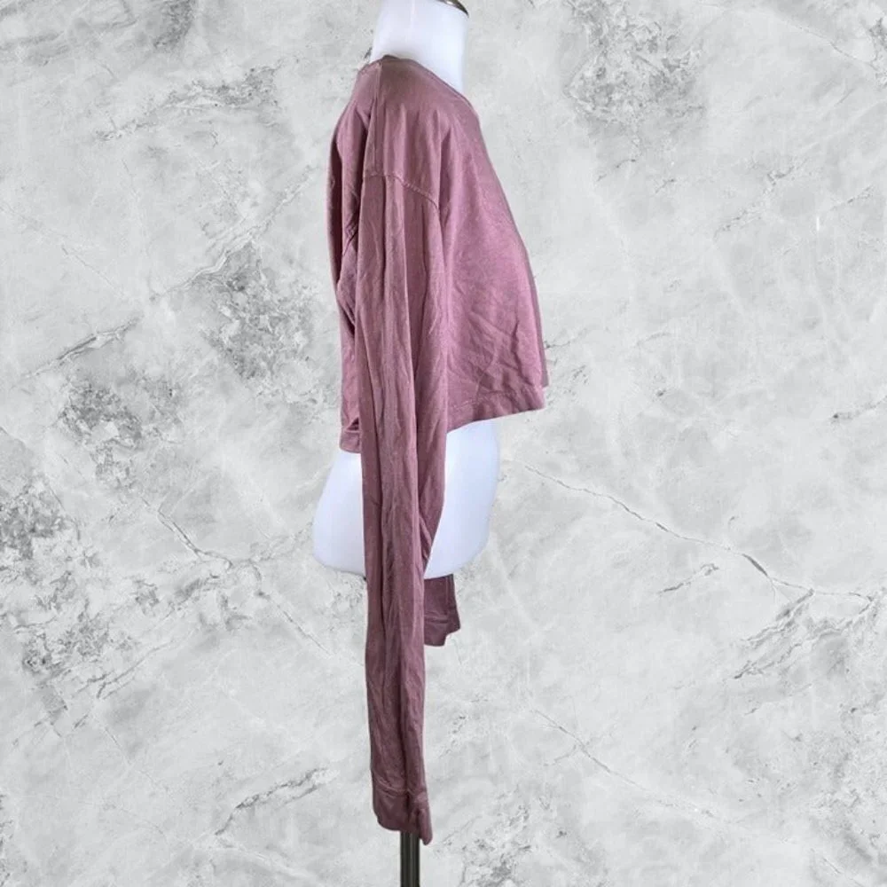 WellBeing + BeingWell Stella Long Sleeve Cropped Tee - Rose Taupe